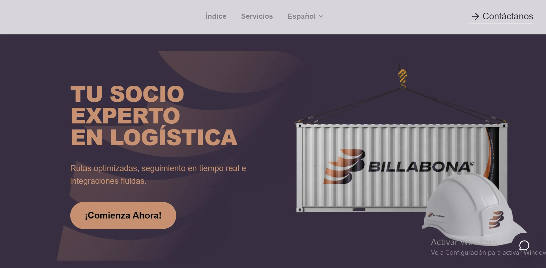 Sitio web corporativo de Billabona con bot inteligente de soporte y ventas