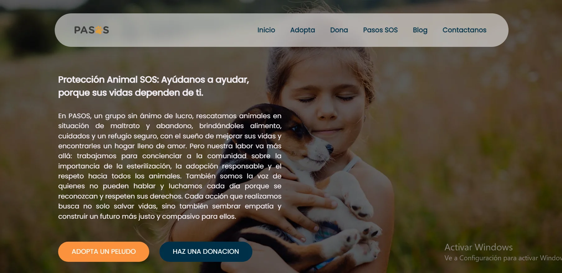 Sistema integral de gestión para protectora de animales Protección Animal PASOS